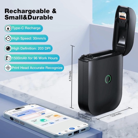 Nimbot Label Maker Printer Model D11‎ Wireless Bluetooth Sticker W/Roll Black 5” - Picture 13 of 14